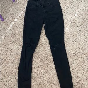 Black Distressed at the knee jeans